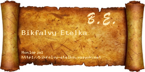 Bikfalvy Etelka névjegykártya